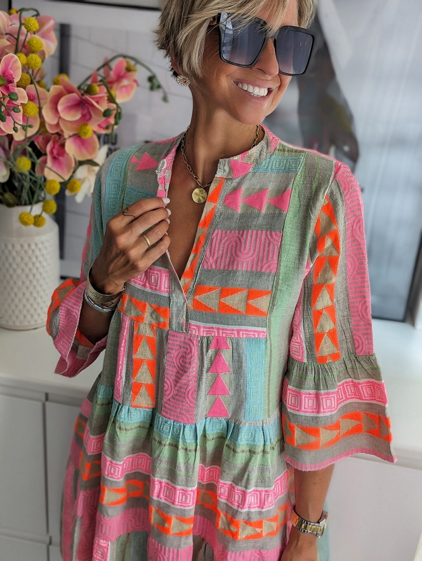Megan® | Bohemian Dress With Ethnic Print