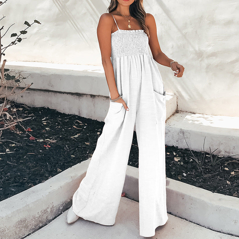 Jessica® | Casual Loose Strappy Wide Leg Jumpsuit