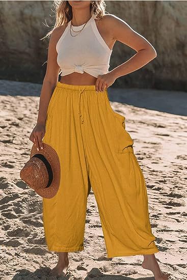 Silvia® | Women'S Comfortable Wide Trousers With Practical Side Pockets And Elastic Waistband