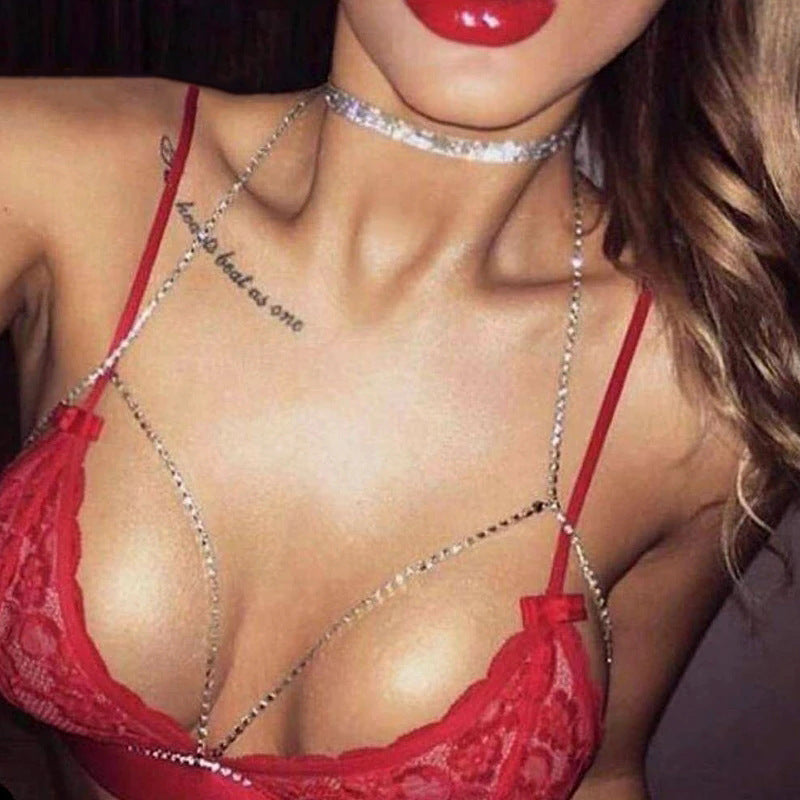 Sexy Rhinestone Halter Body Chain
