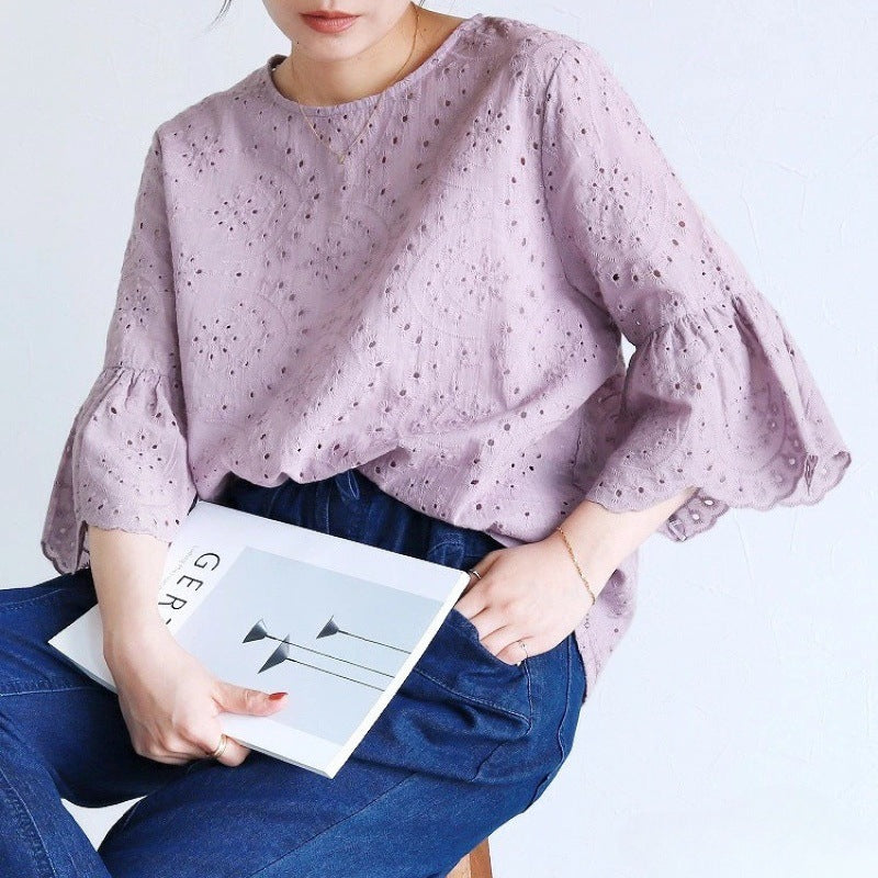 Olivia® | Women'S Eye-Hole Embroidered Blouse