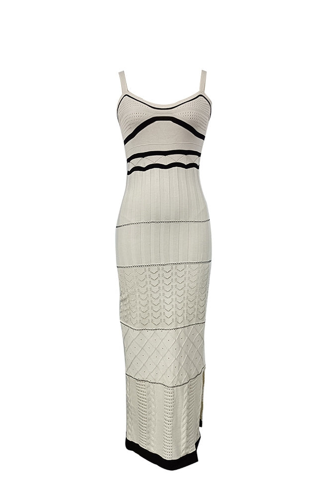 Yadira® | Knitted Maxi Dress With Slit And Cutouts
