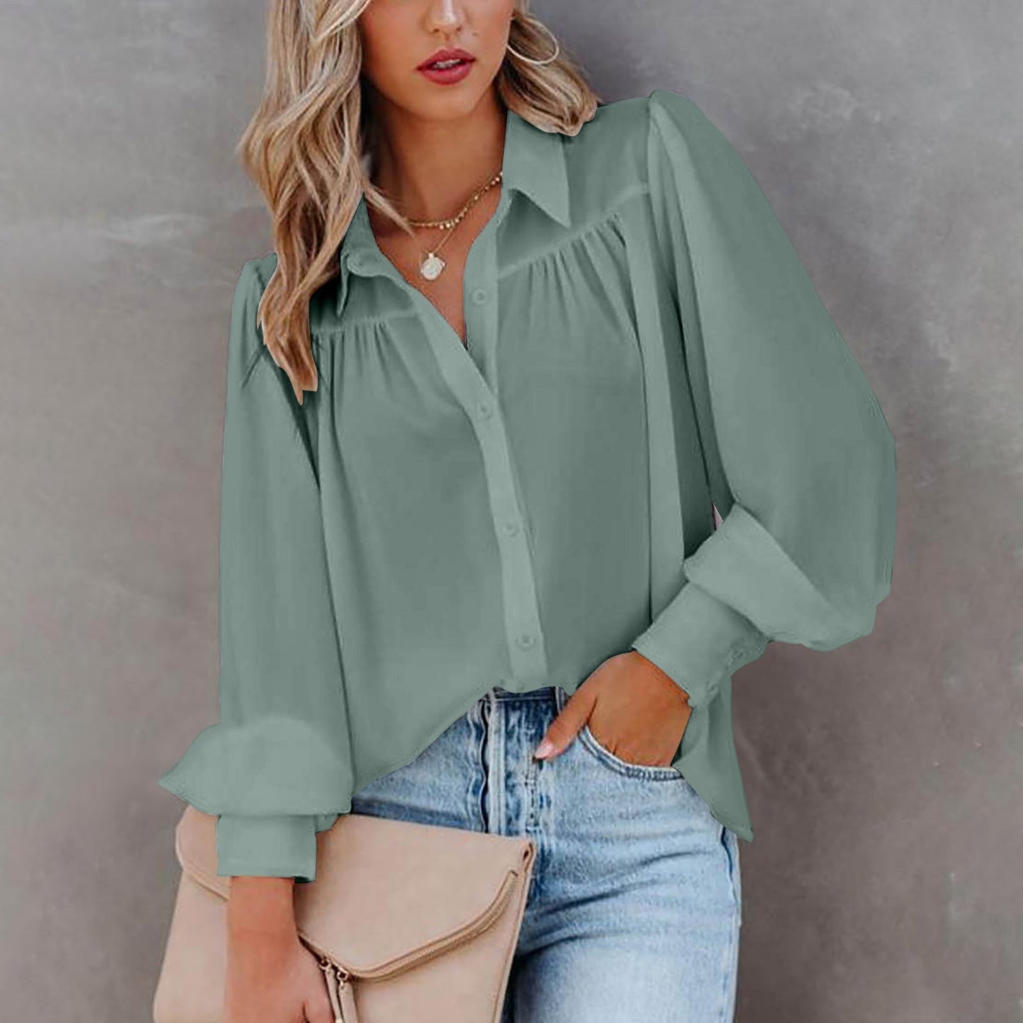 Iliana® | Women'S Blouse With Modern Puff Sleeves And Fine Button Details