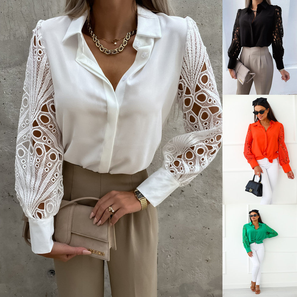 Griselda® | Women'S Blouse With Artistic Crochet Sleeves