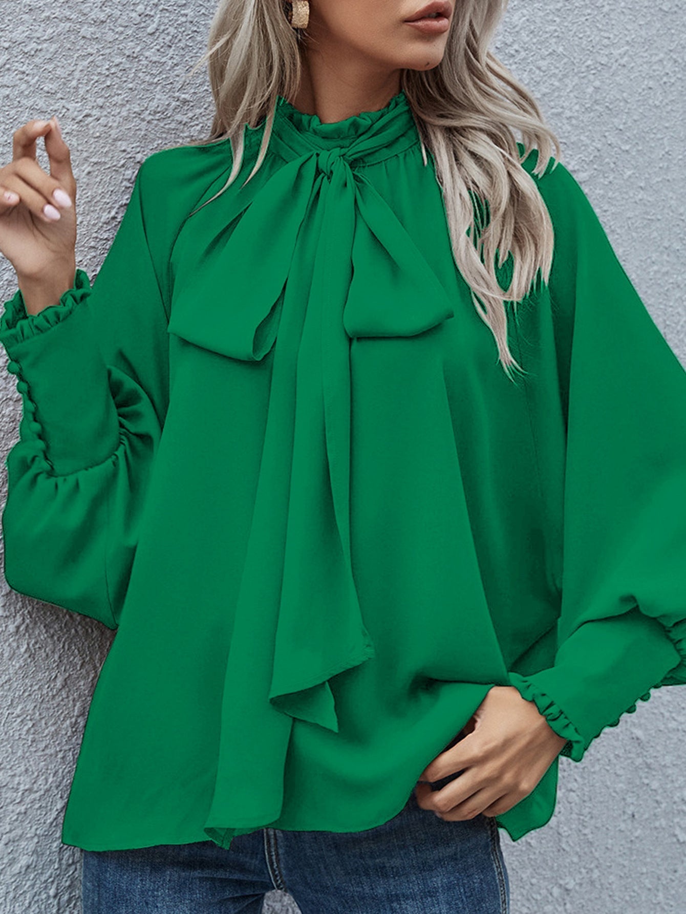Lourdes® | Women'S Blouse With Playful Bow Collar And Longer Sleeves