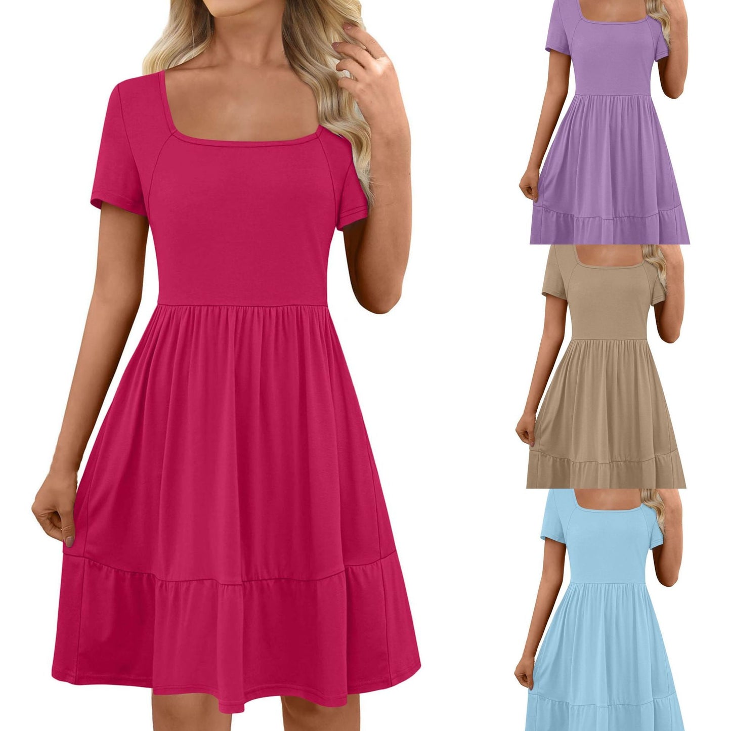 Luisa® | Women'S A-Line Casual Dress With Square Neckline And Flounce