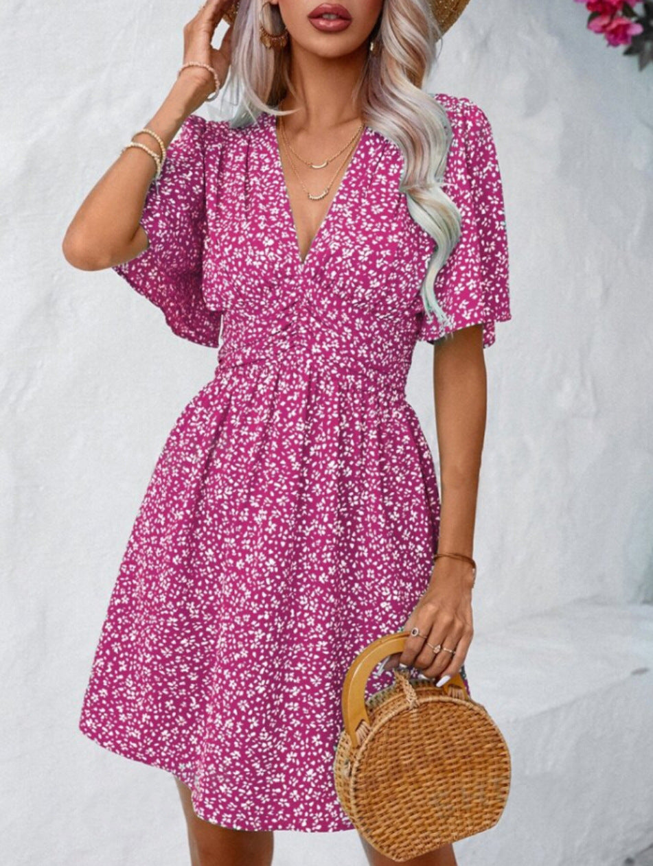 Vania® | Women'S Floral Dress With Chic V-Neck And Voluminous Sleeves