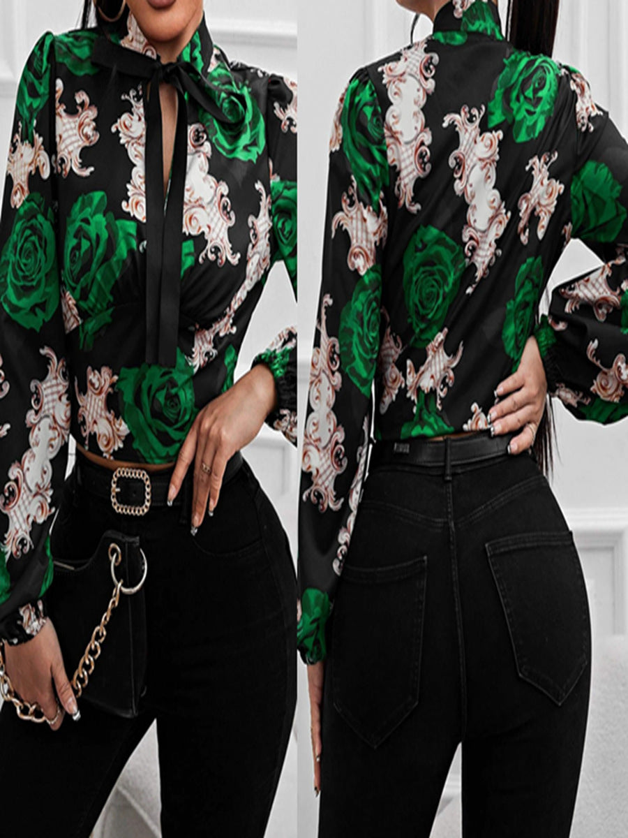 Laura® | Women'S Blouse With Bow Collar And Floral Design
