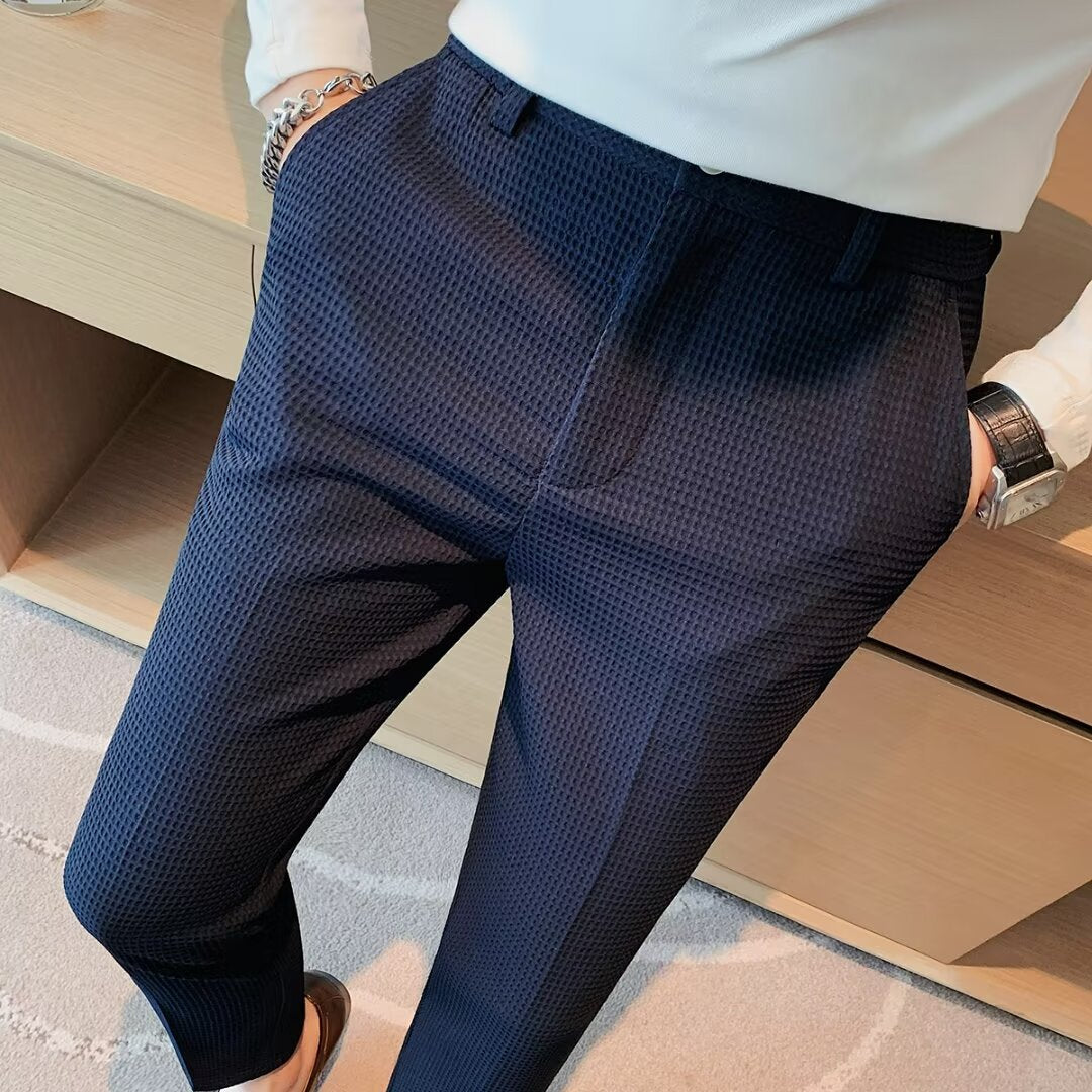 Ralph | Men's Cropped Trousers – Slim Fit – Textured Fabric – Modern Smart Casual