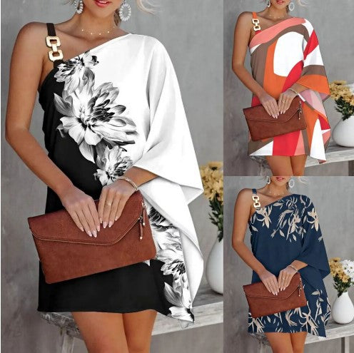 Vanesa® | Women'S Asymmetric One-Shoulder Dress With Floral Design