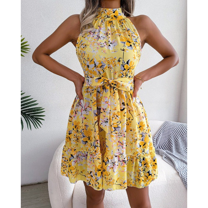 Liliana® | Women'S Floral Dress With High Collar And Flounce