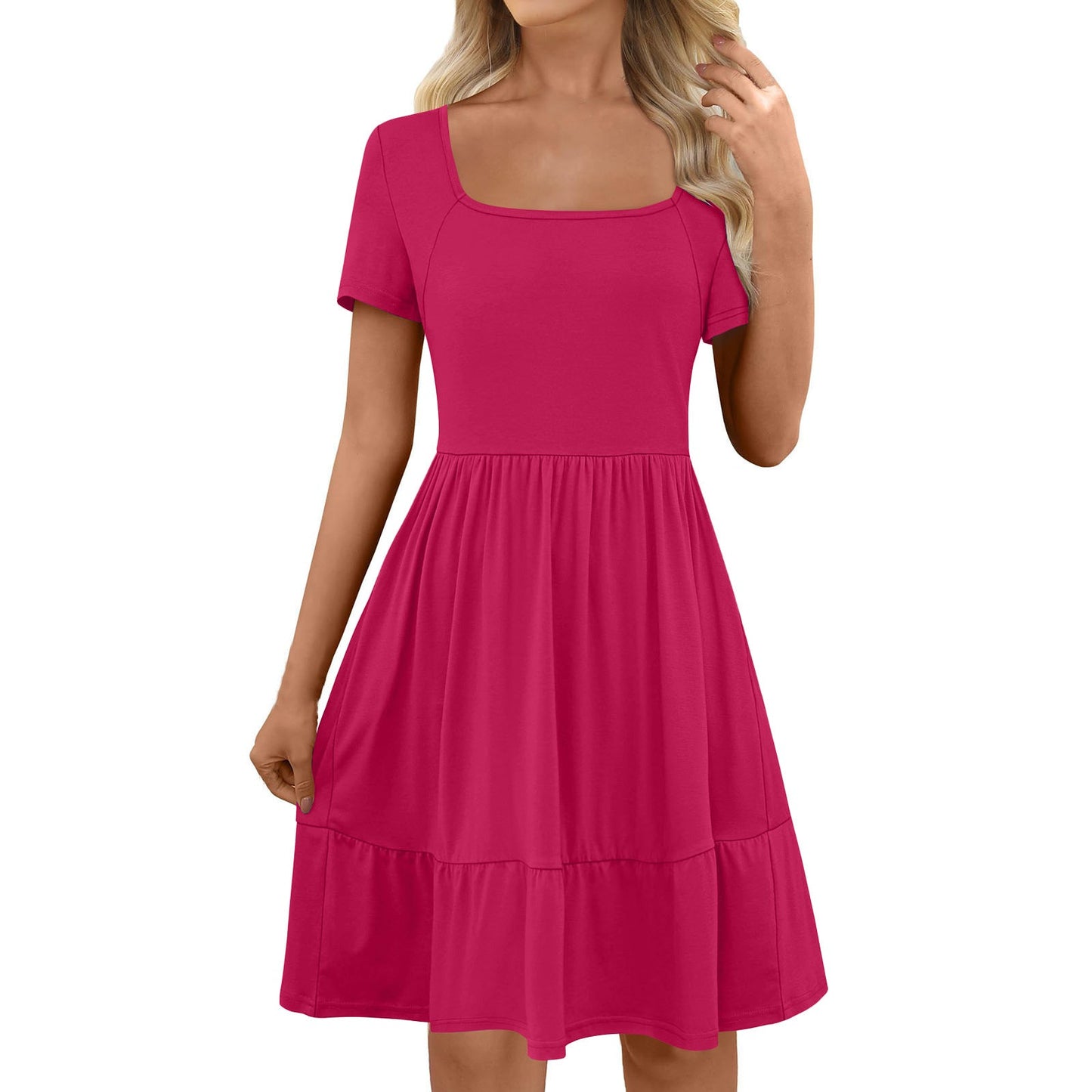 Luisa® | Women'S A-Line Casual Dress With Square Neckline And Flounce