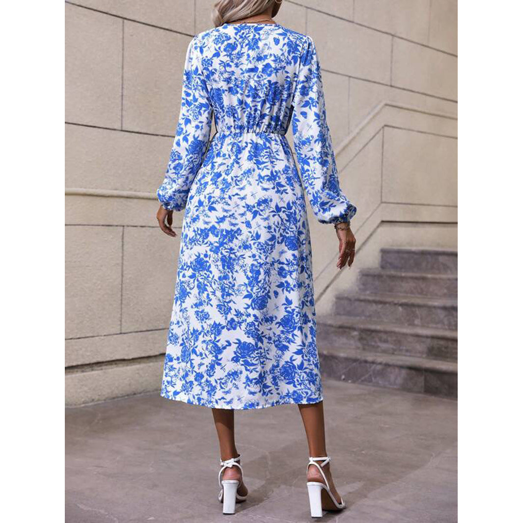Yvonne® | Women'S Floral Design Maxi Dress With V-Neck And Waist