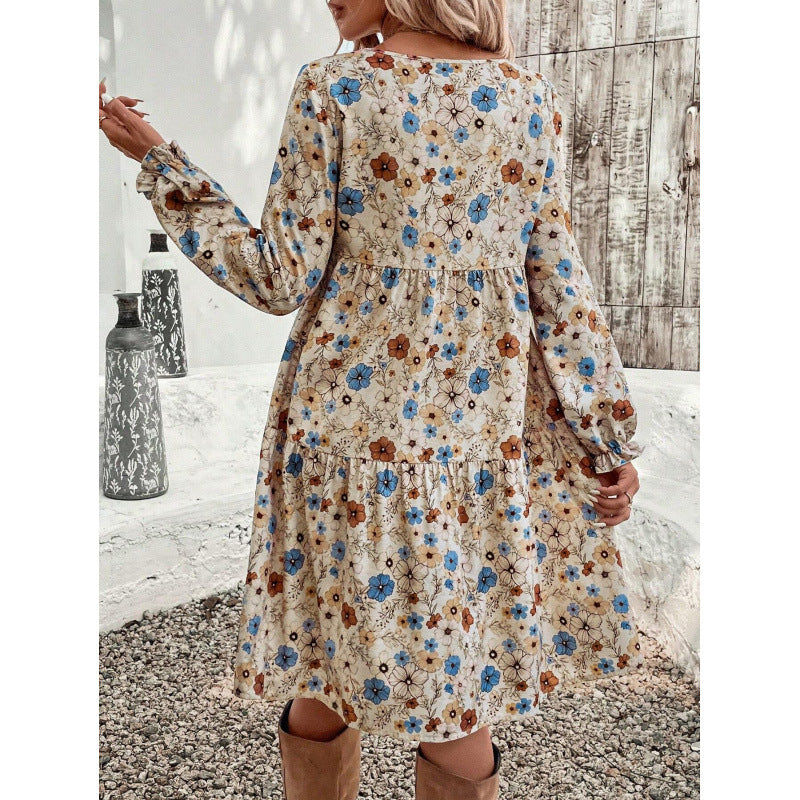 Nélida® | Women'S Floral Print Casual Dress With Ruffle Details