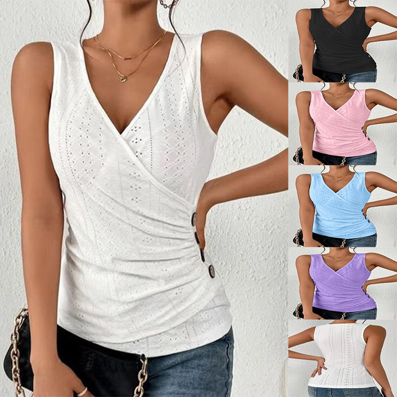 Tamara® | Women'S Sleeveless Top With Sophisticated Wrap Design And Button Detail