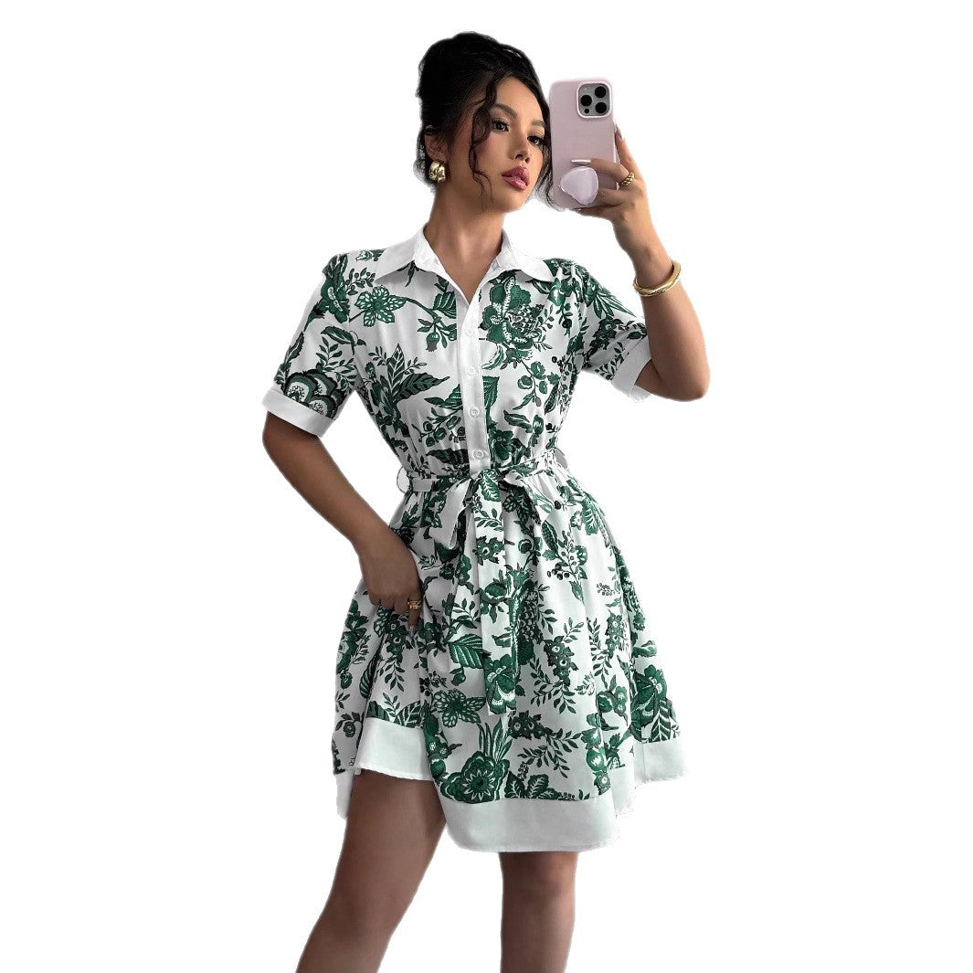 Guadalupe® | Women'S Floral Print Shirt Dress With Belt