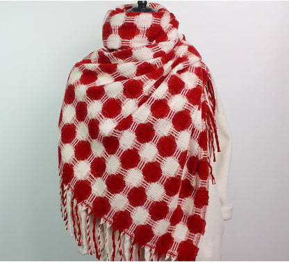 Reversible Polka Dot Fringe Scarf