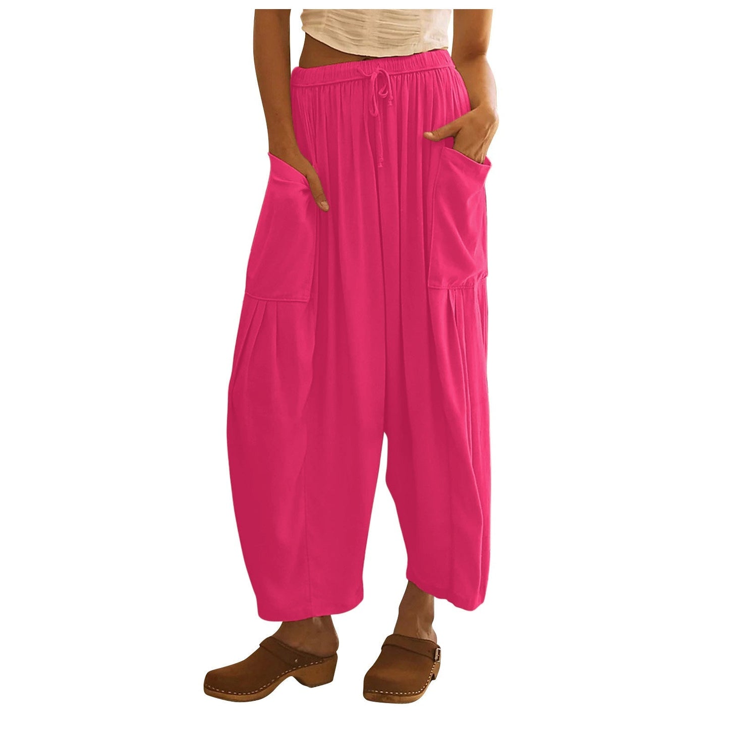 Silvia® | Women'S Comfortable Wide Trousers With Practical Side Pockets And Elastic Waistband