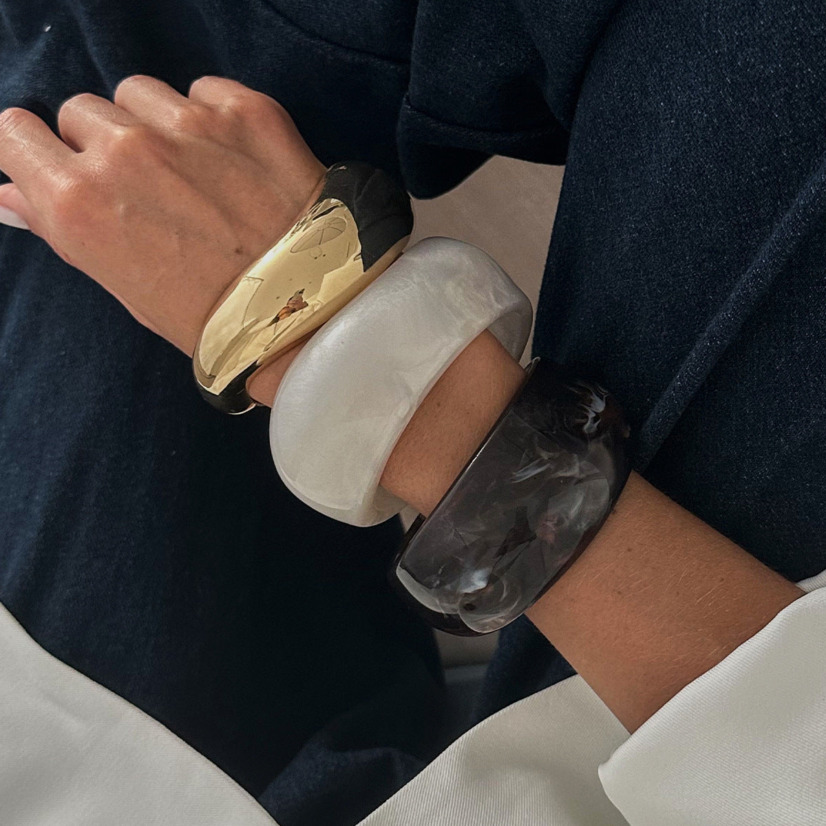 Tie Dye Acrylic Wide Curved Vintage Bracelet