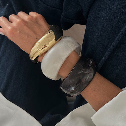 Tie Dye Acrylic Wide Curved Vintage Bracelet