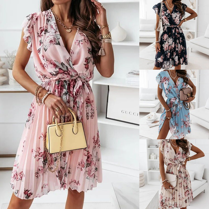 Teodora® | Women'S Floral Dress With Ruffle Hems