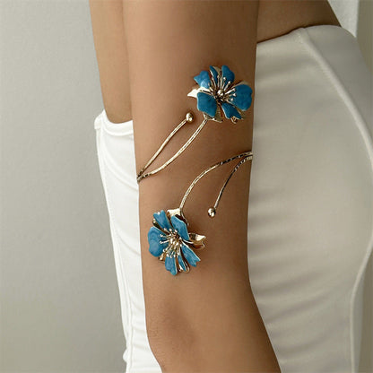 Oil Dripping Flower Open Bracelet