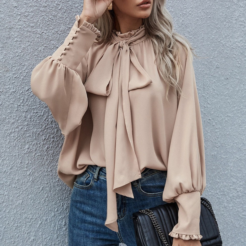Lourdes® | Women'S Blouse With Playful Bow Collar And Longer Sleeves