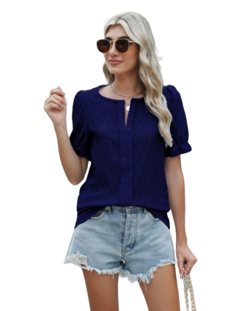 Yazmin® | Haut jacquard à Manches Ballon for women – Coupe ample, elegant and comfortable