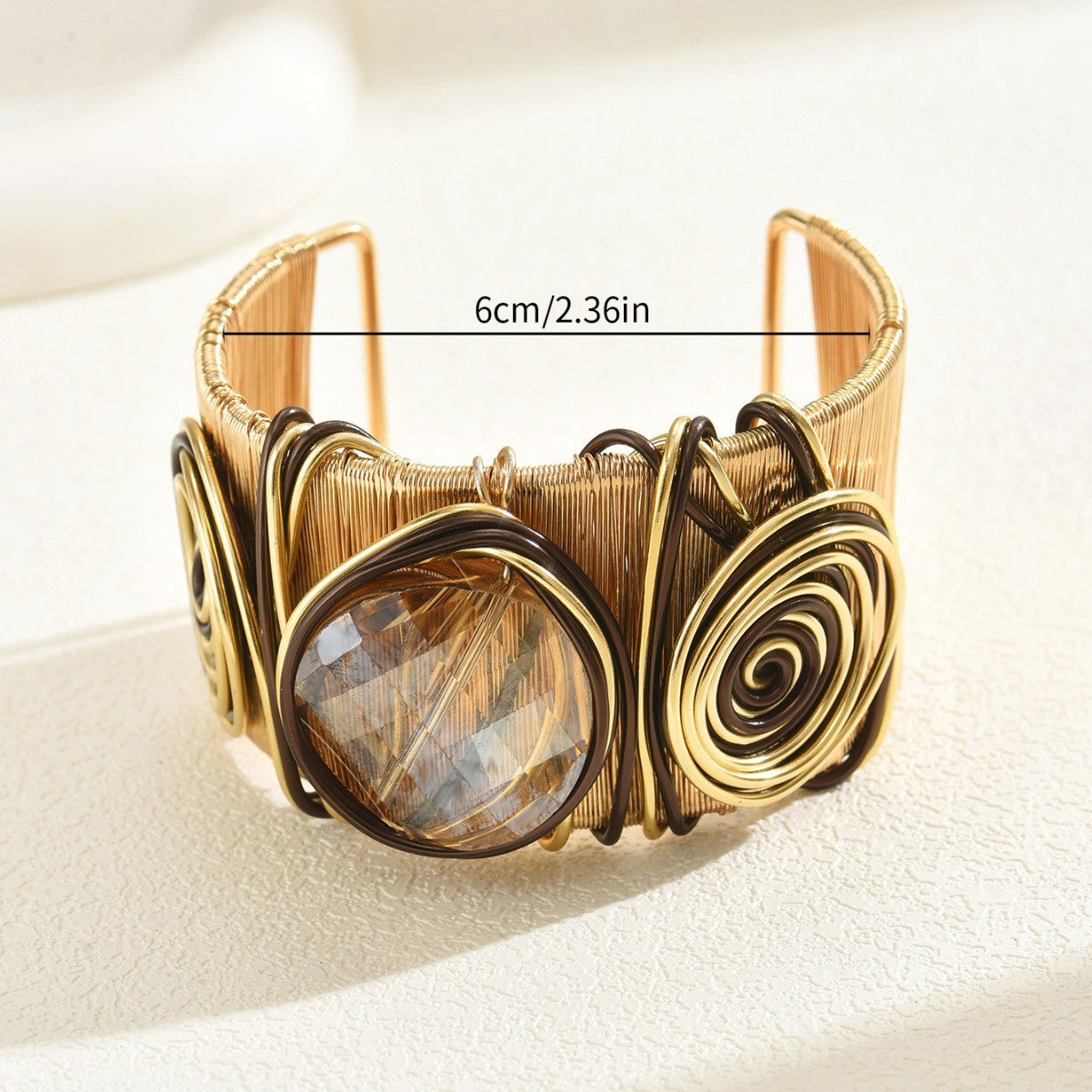 Twisted Round Gem Thread Open Bracelet