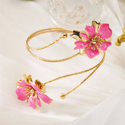 Oil Dripping Flower Open Bracelet