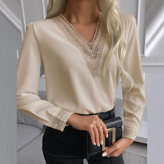 Cristina® | Women'S Blouse With Elegant Lace And V-Neck