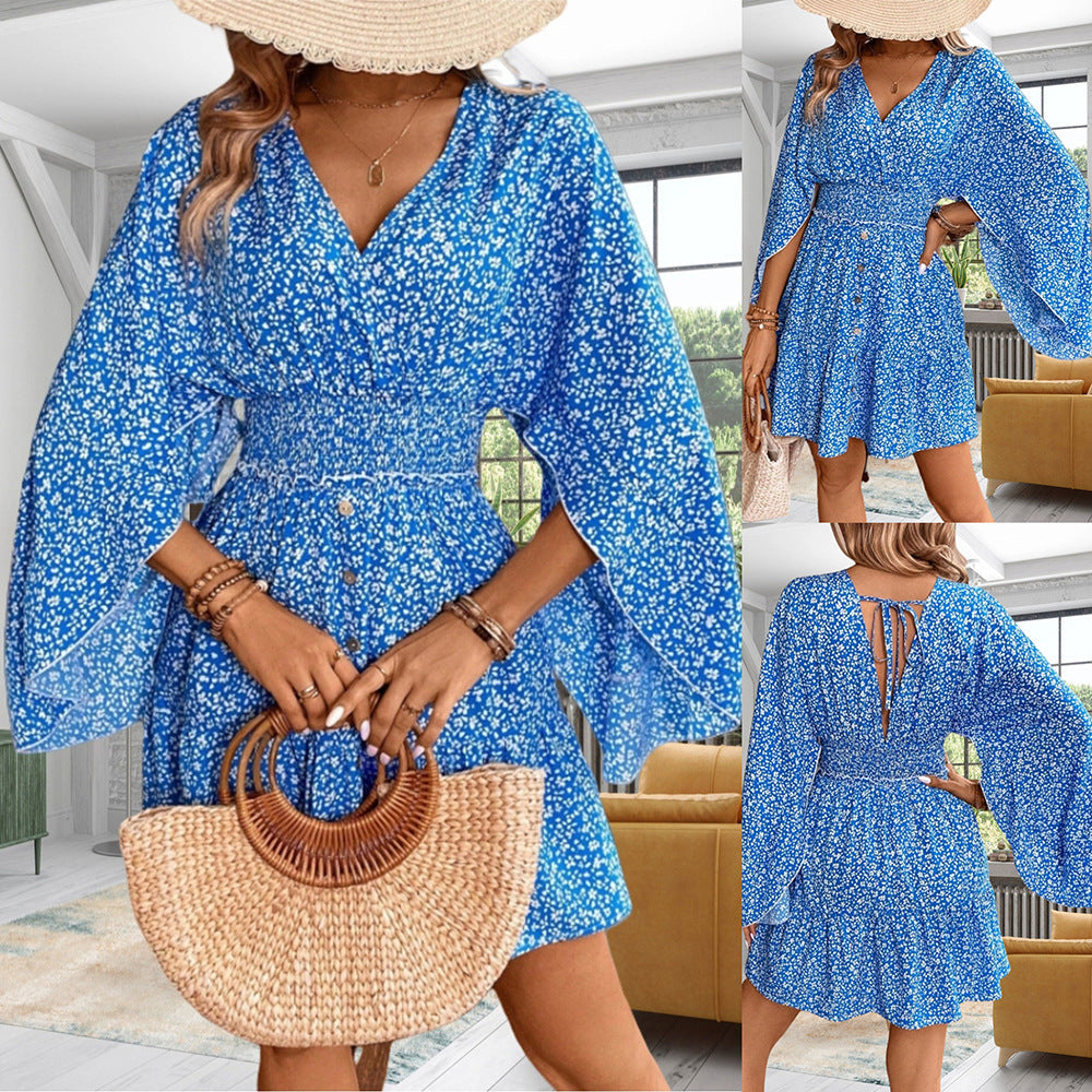 Wendy® | Women'S Floral Dress With Swing Sleeves And V-Neck