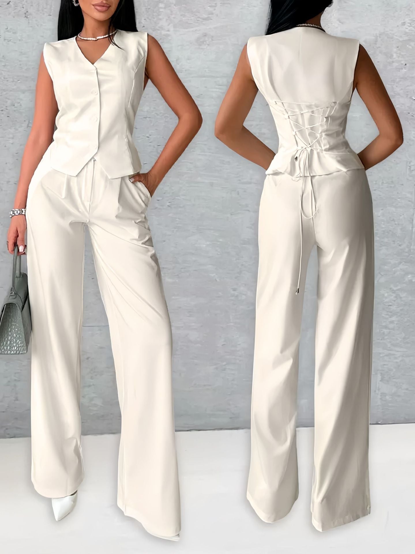 Rita® | Women'S Suit Set With Sleeveless Vest And Comfortable Trousers