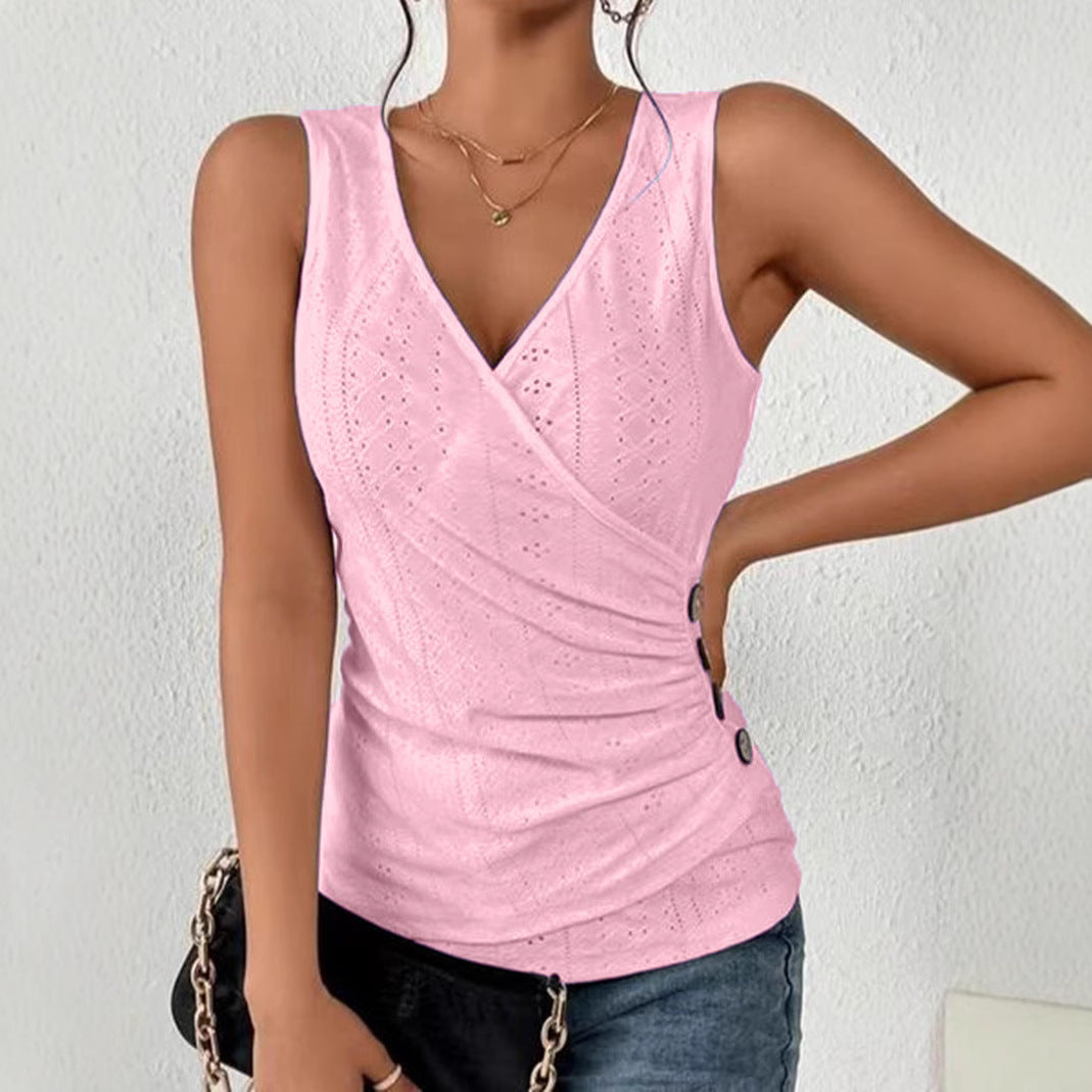 Tamara® | Women'S Sleeveless Top With Sophisticated Wrap Design And Button Detail
