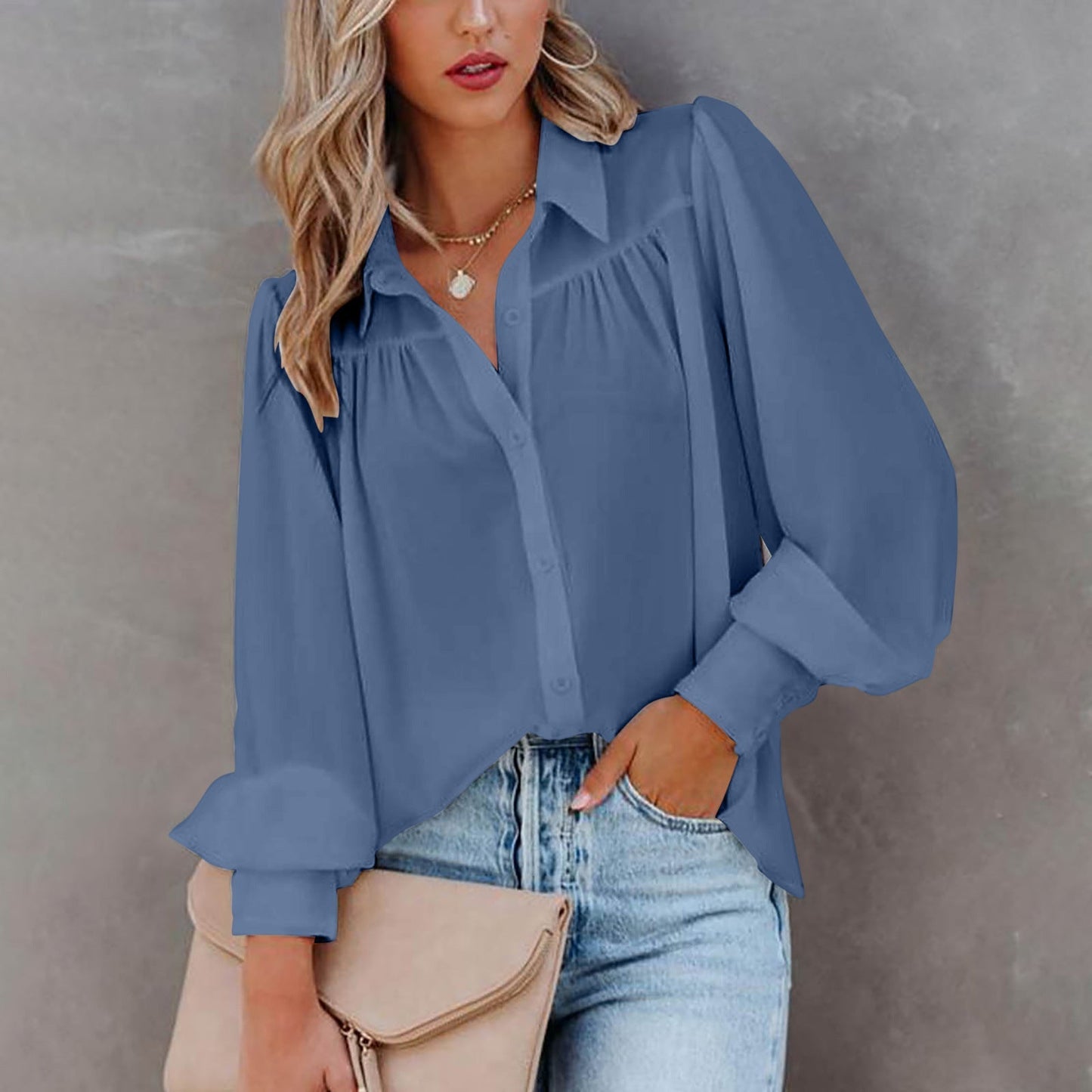 Iliana® | Women'S Blouse With Modern Puff Sleeves And Fine Button Details