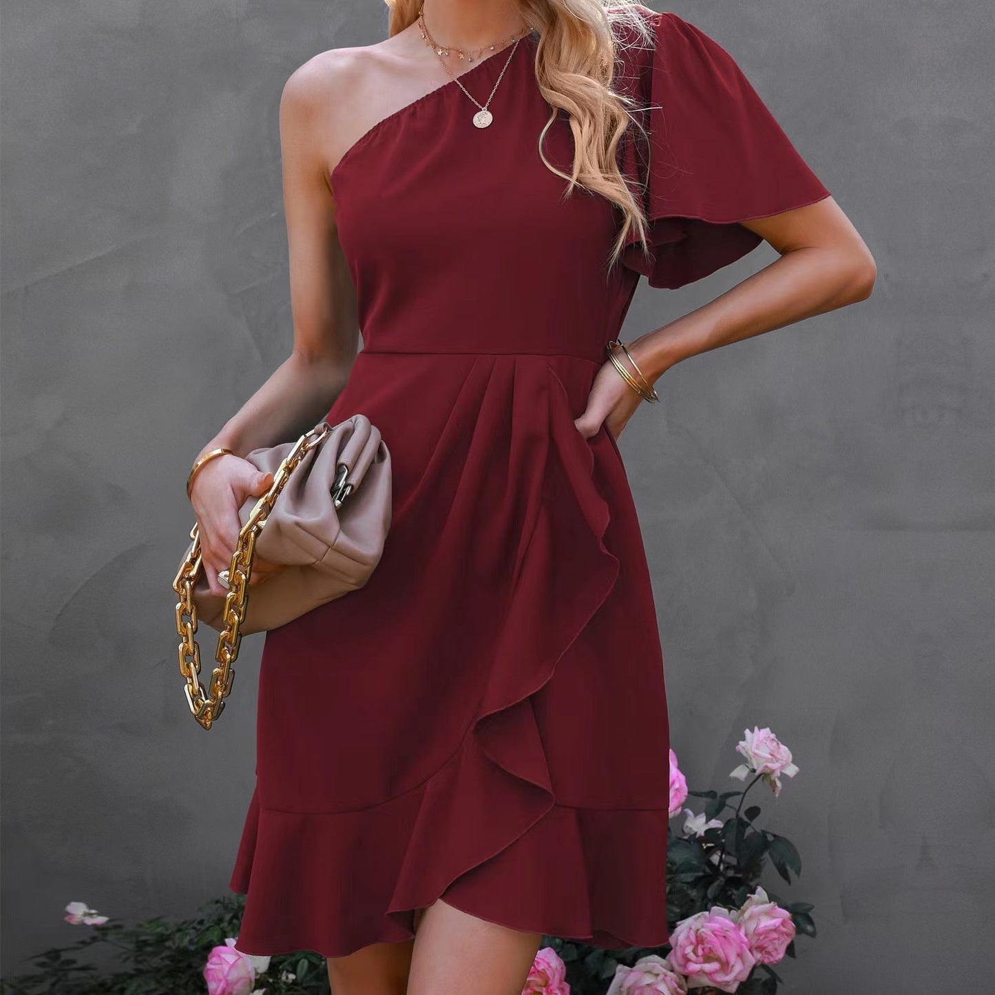 Donatella® | Elegant One Shoulder Mini Dress