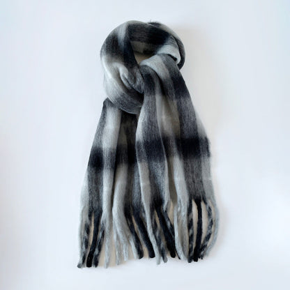 Plaid Mohair Blend Scarf