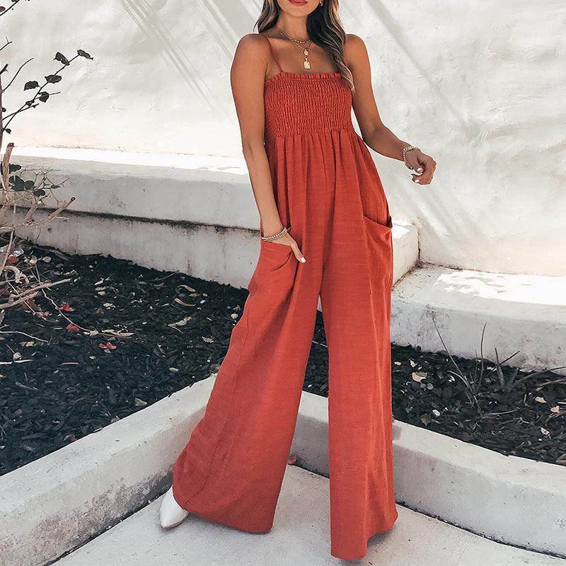 Jessica® | Casual Loose Strappy Wide Leg Jumpsuit