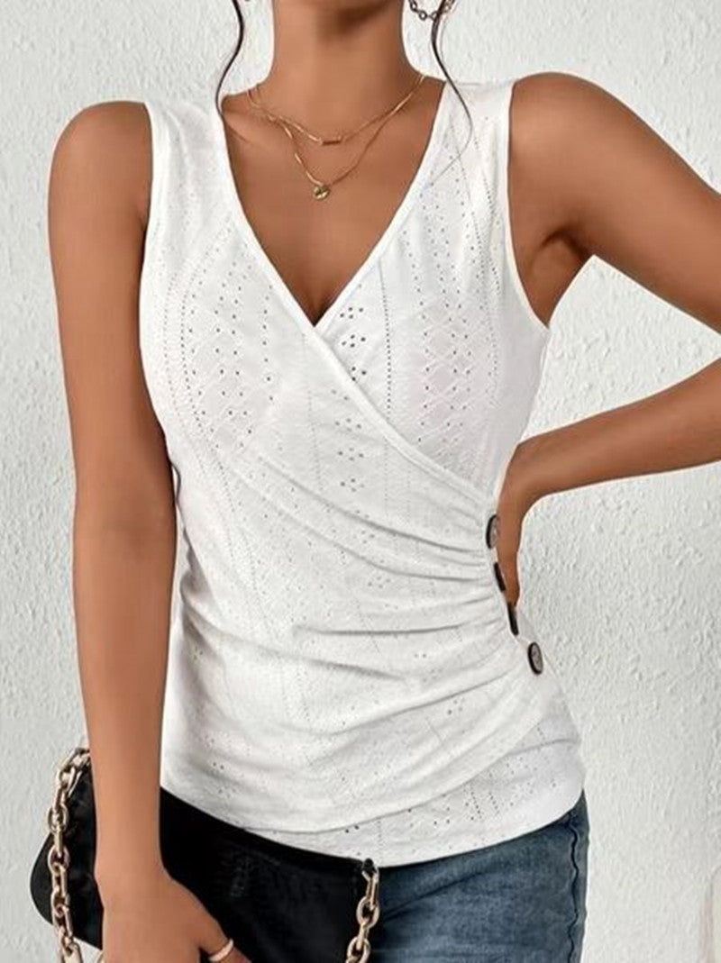 Tamara® | Women'S Sleeveless Top With Sophisticated Wrap Design And Button Detail