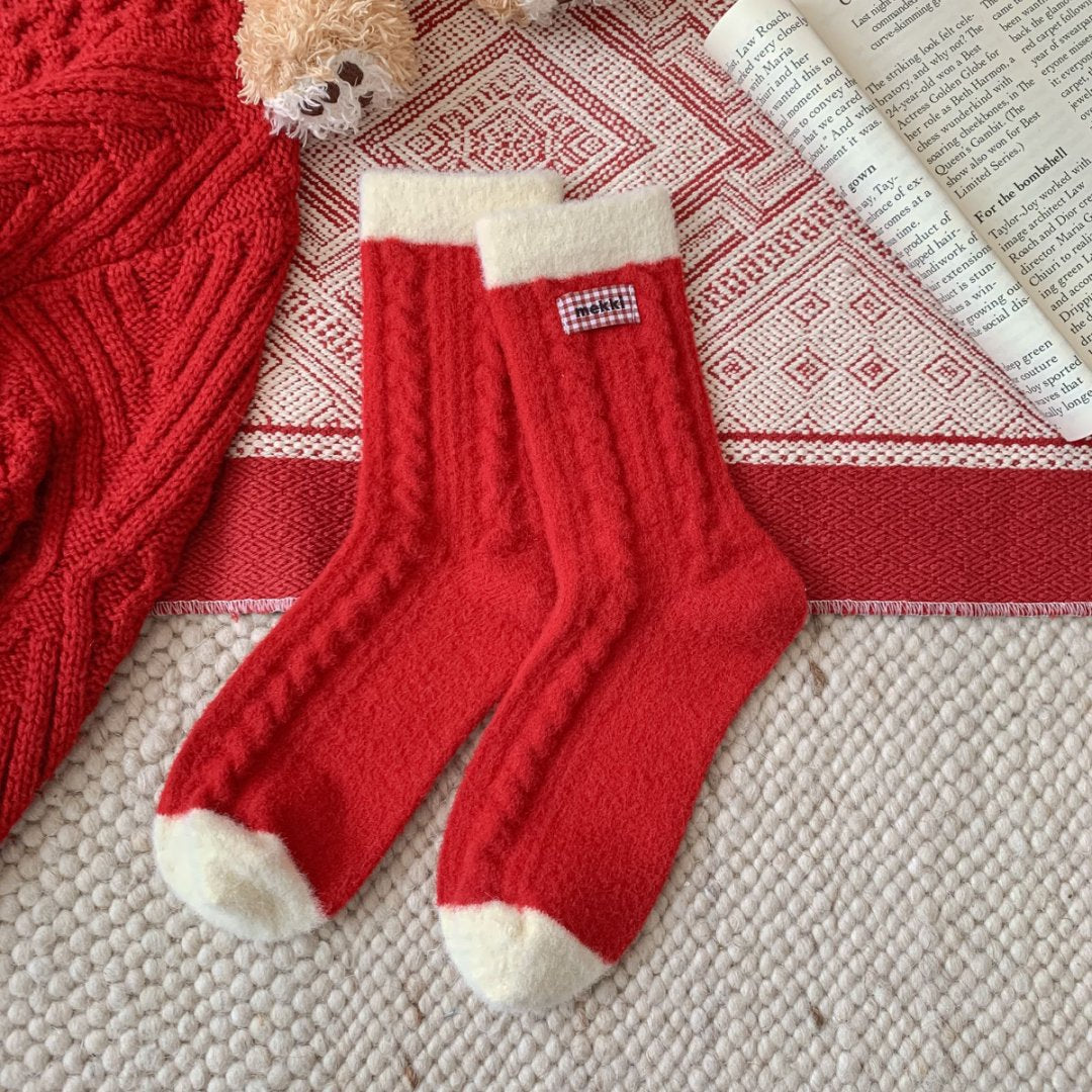 Wool Thick Warm Red Cute Socks