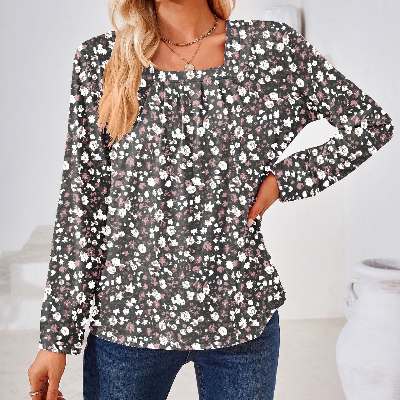 Evelyn® | Women'S Blouse With Floral Jacquard Pattern And Wide Cut