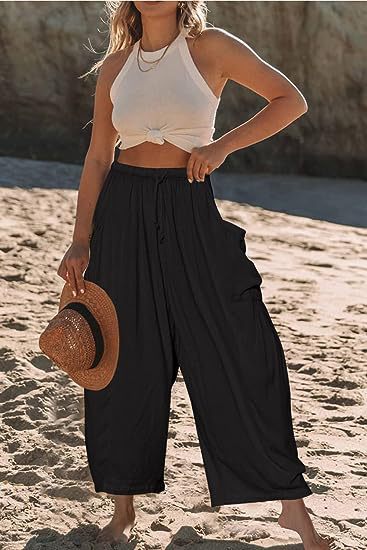 Silvia® | Women'S Comfortable Wide Trousers With Practical Side Pockets And Elastic Waistband