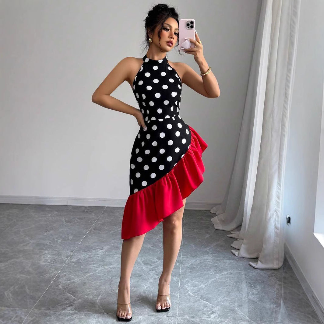 Inés® | Women'S Asymmetric Wrap Dress With Dots And Ruffle Details