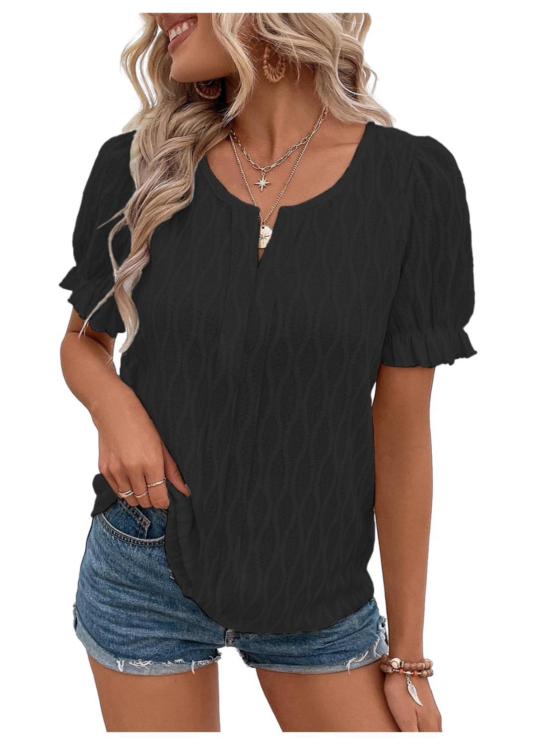 Yolanda® | Haut jacquard à Manches bouffantes for women – trendy, ample and comfortable