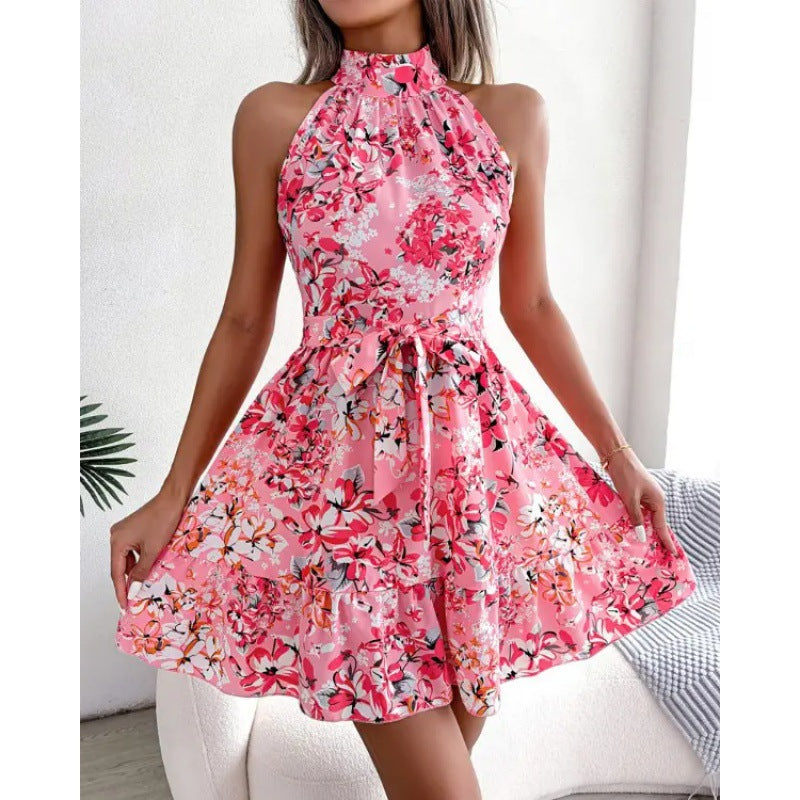 Liliana® | Women'S Floral Dress With High Collar And Flounce