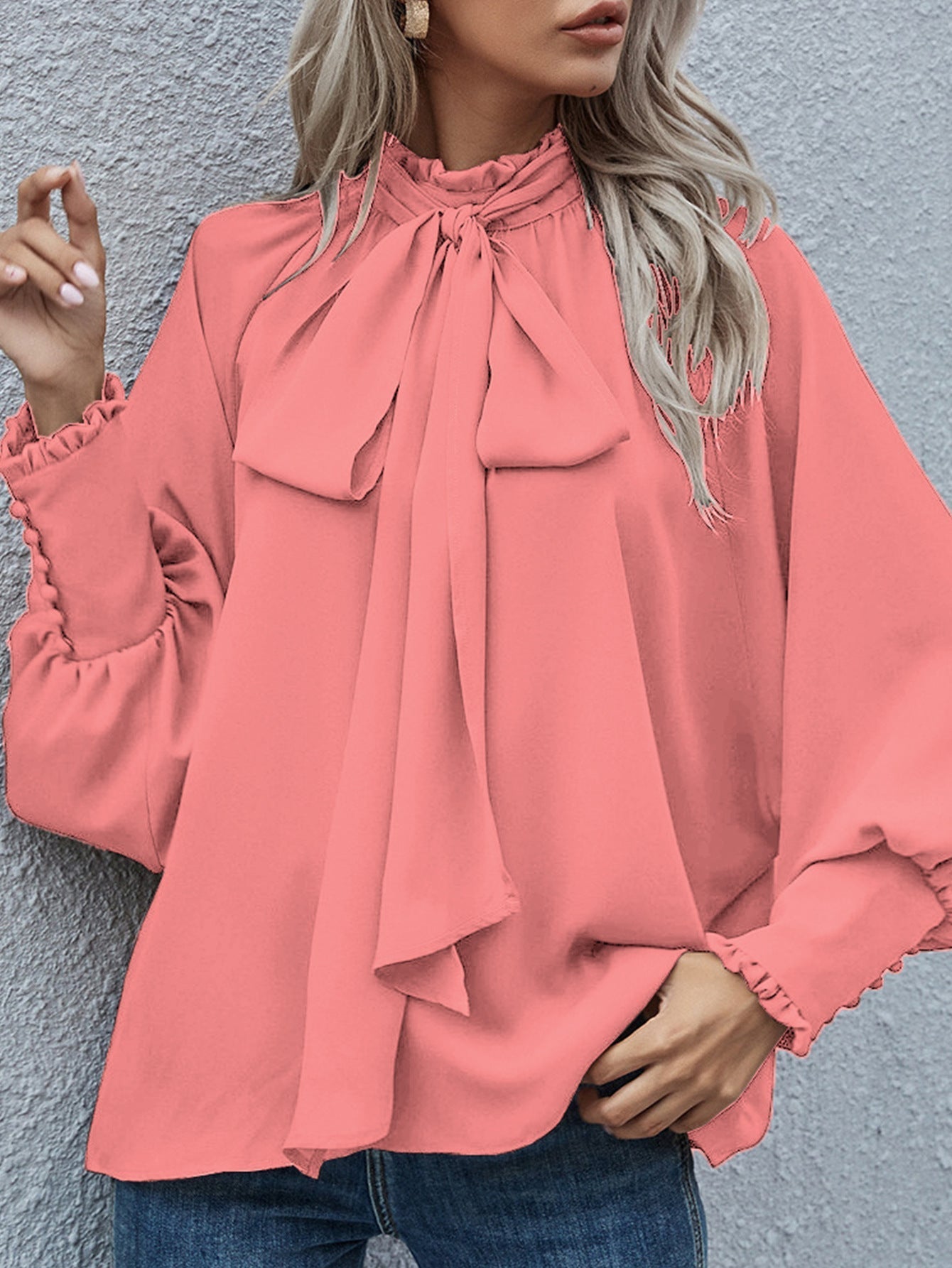 Lourdes® | Women'S Blouse With Playful Bow Collar And Longer Sleeves