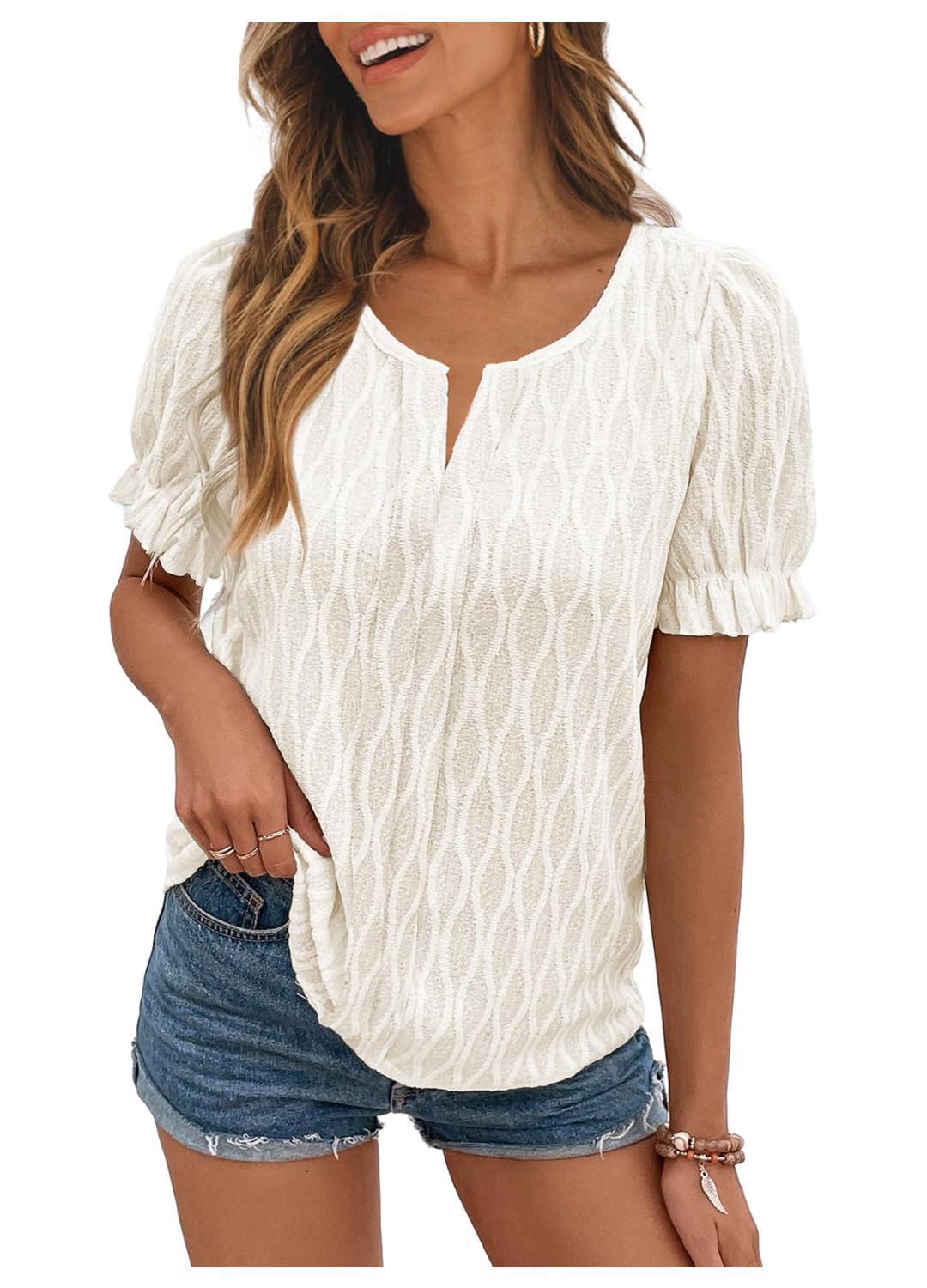 Yolanda® | Haut jacquard à Manches bouffantes for women – trendy, ample and comfortable