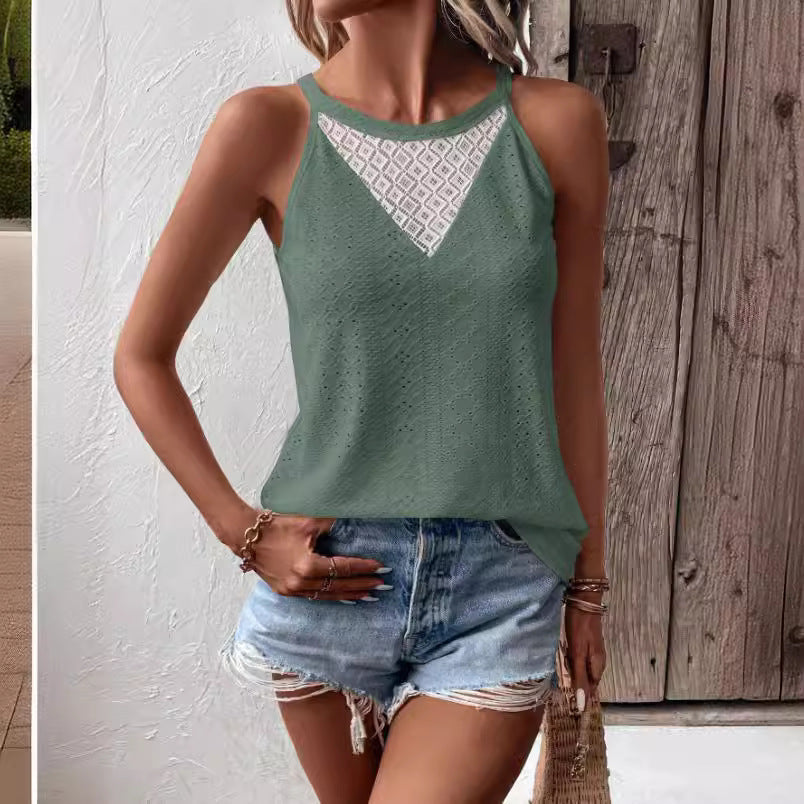 Sabrina® | Women'S Sleeveless Top With Fine Openwork Pattern And Elegant Lace Inserts