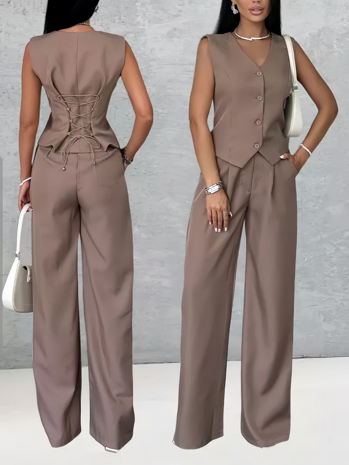 Rita® | Women'S Suit Set With Sleeveless Vest And Comfortable Trousers