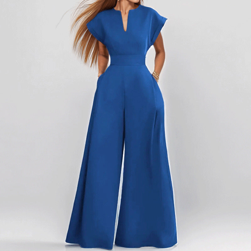 Jenna® | Elegant Short-Sleeved, Wide-Leg Jumpsuit